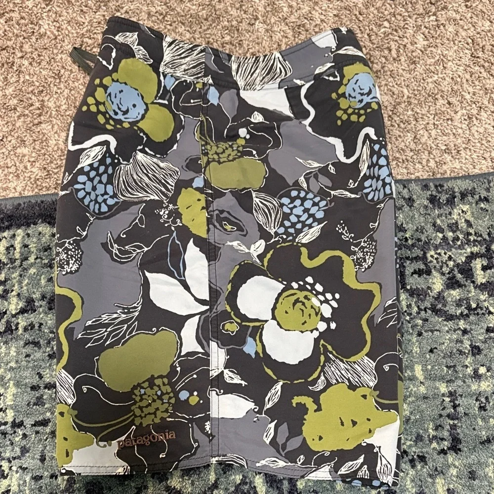 Patagonia Blue and Green Floral Board Shorts